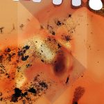 Film burn texture (c) Dustin Schmieding, unterlegt mit dem Emblem der Haager Konvention von 1954 zur Kennzeichnung von geschütztem Kulturgut