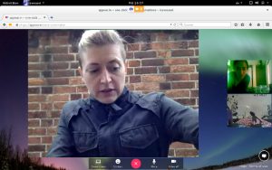 Artist's Meeting und Workshop, Videokonferenz London - Linz - Graz, Foto: Screenshot Videokonferenz, © esc medien kunst labor