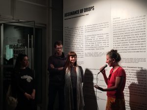 Assonance-of-Drops_Ausstellungsansicht_by_R.Sebjanic_I.Hirsenfelder_A.Hieng-Zergon_@_esc_medien-kunst-labor_R.Hofmüller_©_esc-mkl_Foto:_Nayarí-Castillo