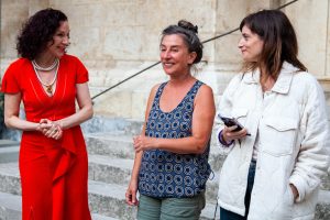 Ilse Weber, Reni Hofmüller, Justine Emard ©esc_medien_kunst_labor_the_birth_of_the_robots_Justine Emard_Finissage_foto: Martin_Gross.jpg